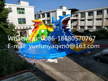 Açık büyük köpekbalığı ejderha şişme havuz kaydırağı parkı satan üreticiler YLY-116