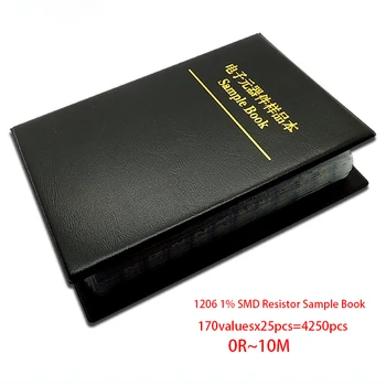 1206 1 % SMD direnci Örnek Kitap 1 / 4W 0R-10M 170valuesx25pcs=4250 adet Direnç Kiti 0R~10M
