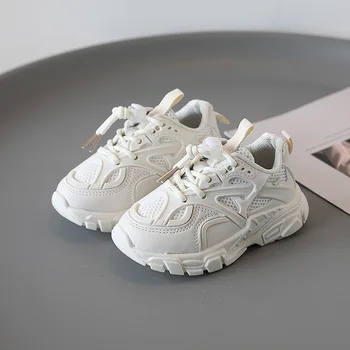 Çocuk Örgü Nefes Sneakers 2023 İlkbahar Sonbahar Yeni Bebek Yumuşak Alt rahat ayakkabılar Okul Spor Ayakkabı Erkek Kız İçin