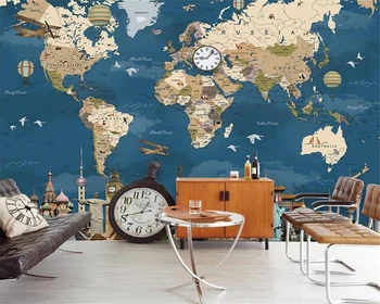 beibehang Duvar Kağıdı özel duvar kağıdı duvar fotoğraf retro nostaljik kişilik dünya haritası oturma odası yatak odası duvar papel de parede