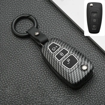 Karbon Fiber ABS silikon araba anahtarı katlanır anahtar ford kılıfı Ranger C-Max S-Max Odak Galaxy Mondeo Transit Tourneo Özel
