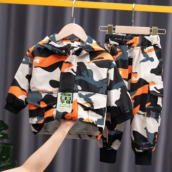 2023 Bebek Erkek Giysileri Ordu Kamuflaj Kıyafetler Pamuk Baskı ceket Ceket Pantolon Takım Elbise Çocuk 2 3 4 6 8 9 10 Yıl Çocuk Oğlu 2 adet Setleri