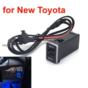 12V-24V Hızlı Şarj Araba Çift Bağlantı Noktalı QC 3.0 USB şarj soketi için Mavi LED Gösterge ışığı ile Toyota Camry Corolla RAV4 Yaris