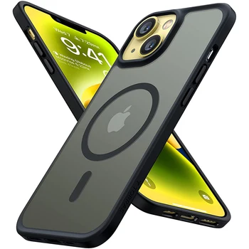 Manyetik Kılıf Magsafe Kablosuz Şarj iPhone 14 Artı 13 Pro Max 12 Askeri Koruyucu Saydam Mat Telefon Kapak Siyah