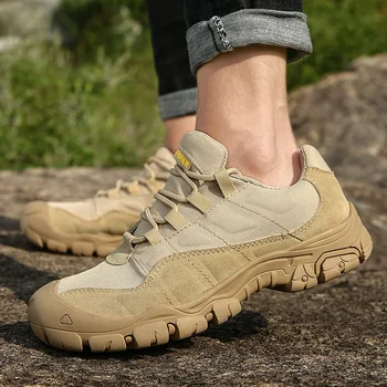 Açık Erkekler yürüyüş ayakkabıları Su Geçirmez Nefes Taktik Savaş asker botu Çöl Eğitim Sneakers Kaymaz trekking ayakkabıları