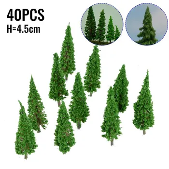 40 adet Model Ağacı Peyzaj Bitki Sahne Düzeni Mikro Peyzaj Aksesuarları Bitki DIY Kulesi Çam Çalı-orta Yeşil Stokta