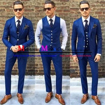Resmi Giyim Takım Elbise düğün elbisesi Takım Elbise Ceket + Yelek + Pantolon Yüksek Kaliteli Erkek Akıllı Rahat İnce Takım Elbise Blazer 3 Adet Erkek Takım Elbise 2021