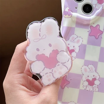 Ins Kore Sevimli Tavşan Kalp telefon braketi Kavrama Tok Tavşan Griptok Tutucu Halka iPhone 14 Aksesuarları telefon Standı Tutucu Kız