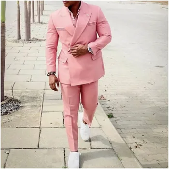 Lüks Tam Erkek Takım Elbise Son Tasarım Blazer Setleri 2 Parça Ince Gelinlik Damat Yaz Tatil Tarzı Resmi Erkek Giyim