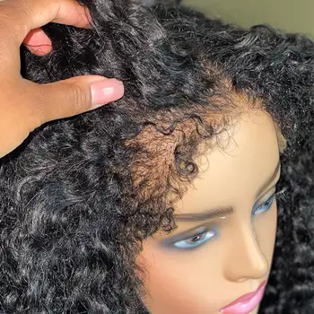 30 İnç Kıvırcık Bebek Saç Ön Koparıp Doğal Kinky Kıvırcık Kenarlı Peruk İnsan Saçı Kıvırcık Dantel ön peruk Kadın İçin Brezilyalı Remy Saç
