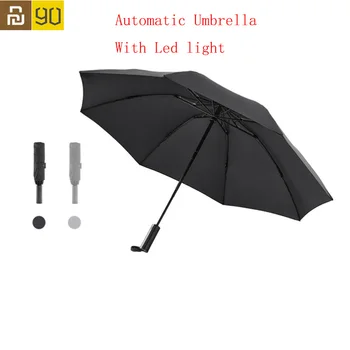 Youpin 90Fun 8K Otomatik Ters Katlanır Şemsiye Led ışık Rüzgar Geçirmez rüzgara dayanıklı Şemsiye UPF50 + Anti UV led ışık