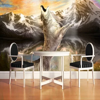 beibehang Özel 3D Fotoğraf duvar kağıdı Kızgın Kurt Kar Dağ Manzarası Arka Plan duvar tablosu Dekorasyon Oturma Odası Duvar Kağıdı