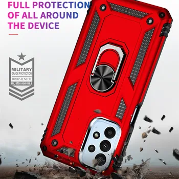Kaymaz Standı Fonksiyonu Zırh Kapak Kılıf Samsung Galaxy A23 5G A 23 Darbeye Dayanıklı Parmak Yüzük Telefon Çanta