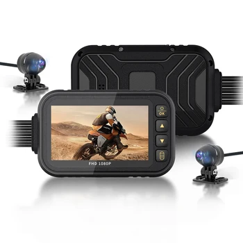 Tam Vücut Su Geçirmez 3 İnç WiFi Motosiklet Çizgi Kam Çift Lens FHD 1080P DVR Kamera Moto Sürüş Kaydedici Kara Kutu