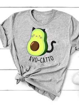 Tee Temel Giyim Karikatür Komik Avokado kadın kıyafetleri Baskı T Shirt Kısa kollu Yaz Üst Moda grafikli tişört