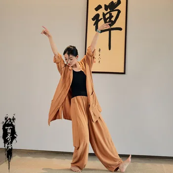 Kadın Çin Tarzı Pamuk Keten Gömlek Siyah Beyaz Tops Yoga Zen Çay Hırka Retro Tang Kung Fu Tang Elbiseler Mont Rahat bluz