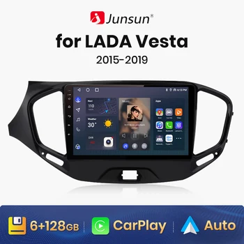 Junsun V1 AI Ses Kablosuz CarPlay Android otomobil radyosu LADA Vesta için Çapraz Spor 2015-2019 4G Araba Multimedya GPS 2din autoradio