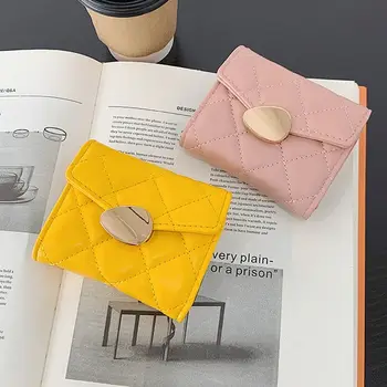 Sarı Pembe Renk Kadın Moda Küçük kart tutucu küçük cüzdan PU Cüzdan Çoklu Kart kart tutucu Çok fonksiyonlu el çantası