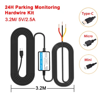 Araç elektroniği Aksesuarları 24H Park İzleme Dash CamHardwire Kiti Düşük Vol Koruma Mini / Mikro / Tip-c USB Bağlantı Noktası 5V2. 5A