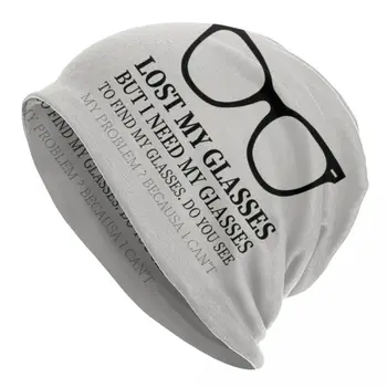 Komik Geek Kayıp Benim Gözlük Kaput Şapka Moda Örgü Şapka Erkekler Kadınlar İçin Kış Sıcak Optometrist Skullies Beanies Caps