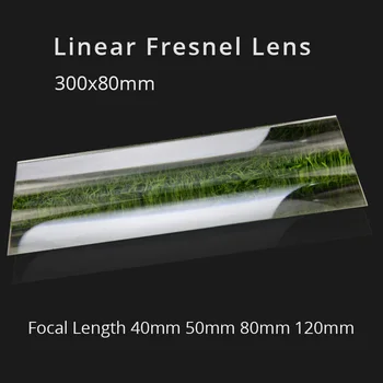 300x80mm Doğrusal Fresnel Lens Odak 40 50 80 120mm Büyük Boy ışık şeridi Lineer Lens Optik PMMA Plastik güneş yoğunlaştırıcı lens 1 adet