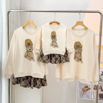 Aile Eşleştirme Giyim Kış Sonbahar Kazak Baba Oğul Anne Kızı Boy Gömlek Çocuk Takım Elbise Bebek Doğum Günü Giysileri