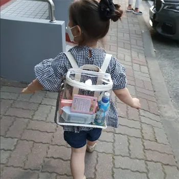 Şeffaf Sırt Çantası Çocuklar İçin PVC Su Geçirmez Moda Oyuncak Depolama Bebek Çantası Kawaii Basit Aperatif Çocuk Çantası Açık Temel