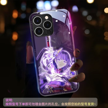 Genshin Darbe led ışık telefon Kılıfı için iPhone 14 13 12 11 Pro XS MAX 8 7 6 Artı SE2020 Akıllı Glitter Telefon arka kapak