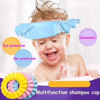 3 Renk 1 Adet Yumuşak Bebek Çocuk Çocuk şampuanı Banyo Duş Başlığı Ayarlanabilir Bebek Duş Şapka Bebek şampuan kabı Yıkama Saç Kalkanı