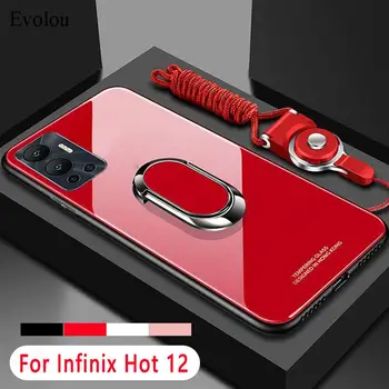 Manyetik Halka standı Tutucu telefon kılıfı İçin Infinix Sıcak 12 Oyun 5G Temperli Cam darbeye dayanıklı Kapak Kordon Sıcak 12i 11S 10T 9