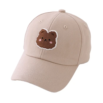 Y55B Çocuk Şapka Ayı Nakış beyzbol şapkası Anti-Rüzgar Koruyucu panama şapkası Erkek Kız Unisex Sevimli Vizör Kapağı