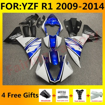YENİ ABS Motosiklet tam kaporta kiti İçin fit YZF R1 YFZ-R1 2009 2010 2011 2012 2013 2014 Kaporta Fairings kitleri set mavi beyaz