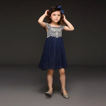 Yeni Moda Kız Elbise Çocuklar Nakış Üst Dantel Etek Prenses Parti Elbise Çocuk Giysileri