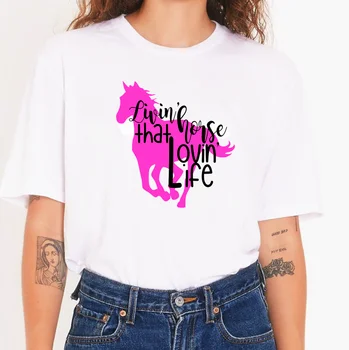 AT-LİVİN'HORSE BU LOVİN'LİFE t shirt özelleştirilmiş ürünler özelleştirilmiş ürünler bayan grafik t shirt