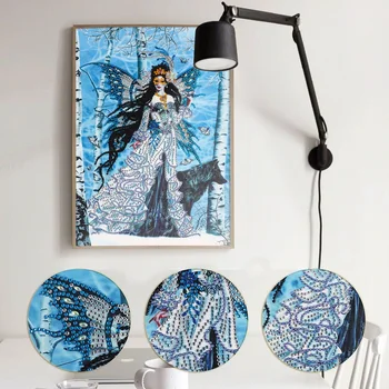 Özel Şekilli Elmas Boyama Melek Modern Desen DIY 5D Kısmi Matkap Çapraz Dikiş Kitleri Kristal Sanat ev duvar dekorasyonu