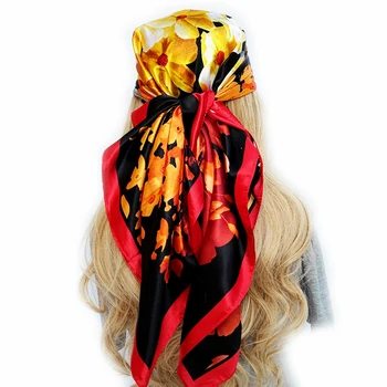 Lüks Model Kadın İpek Başörtüsü Yaz Güneş Koruyucu Popüler Eşarp 2023 Yeni Tasarım Kare Başörtüsü Moda 90X90CM Plaj Şal