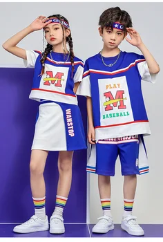 Yaz Çocuklar Kpop Hip Hop Giyim Erkek Rahat baskılı tişört Şort Kız Moda Kırpma Üst Etek Gençler Beyzbol Üniforma