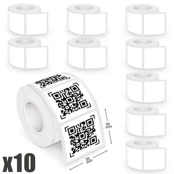 10 adet E210 Etiketleme Etiket Bant Termal Etiket Kağıt 30mm x 30mm Kendinden yapışkanlı Su Geçirmez Etiket Etiket kullanımı için E210 Yazıcı
