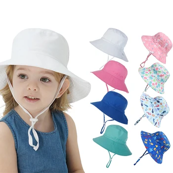 Yaz Bebek güneş şapkası Bebek güneş şapkası Kızlar ve Erkekler için Açık Boyun kulak koruyucu Anti UV Çocuklar Plaj Kapaklar kova kapağı 0-8 Yıl