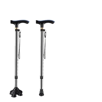 Baston Taşınabilir Alpenstock Tek Bacaklı Dört Ayaklı Çok Fonksiyonlu baston Gerilebilir Kaymaz baston