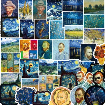 50 Başyapıtlarından Van Gogh Bir Koleksiyon Dünyanın En Ünlü Resimleri Karikatür Çıkartmalar Sevimli Su Geçirmez Çocuk Oyuncakları