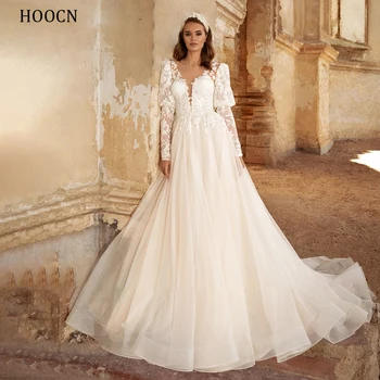 HERBURNL düğün elbisesi 2022 V Yaka Straplez Backless Kapalı Omuz Aplike Göz Alıcı Gelin A-Line Prensler