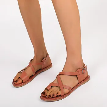 Yaz Ayakkabı Kadın Sandalet Elastik Düz Sandalias Mujer Strappy Gladyatör plaj sandaletleri Bayanlar Flip Flop Beyaz Rahat Sandalet