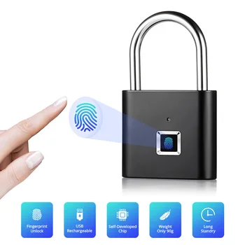 Mi Ev Akıllı Parmak İzi Asma Kilit Ev Güvenlik Elektrikli Kilit Hızlı Kilidini USB Şarj Edilebilir Anahtarsız hırsızlık önleme cihazı Metal