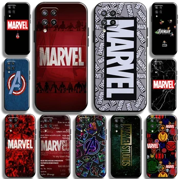 Moda Marvel Logo Telefon samsung kılıfı Galaxy M12 Kılıfları Sıvı Silikon Carcasa Arka TPU Kapak Funda Tam Koruma