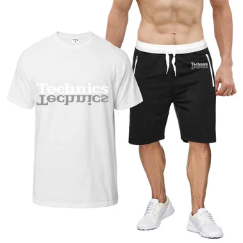 Teknikleri 2023 erkek Dj1200 Pikap Müzik Yeni Yaz Sıcak Satış Kısa Kollu Şort pamuklu üst giyim Rahat Spor T-Shirt Rahat Takım Elbise