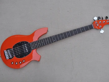 5 Dizeleri Turuncu Kırmızı Elektrik Bas Gitar Siyah Pickguard, Gülağacı Klavye, Özelleştirilebilir