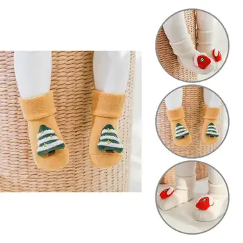 1 Çift Bebek Çorap Yüksek Kalite Noel Ayak Süper Yumuşak Yenidoğan Çorap Katlanabilir Karikatür Işlemeli Bebek Çorap