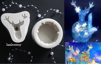 Yeni Silikon Kalıp Kurutulmuş Çiçek Reçine Dekoratif El Sanatları DIY taş Kalıp 3D Noel geyik Tipi epoksi reçine kalıpları takı için