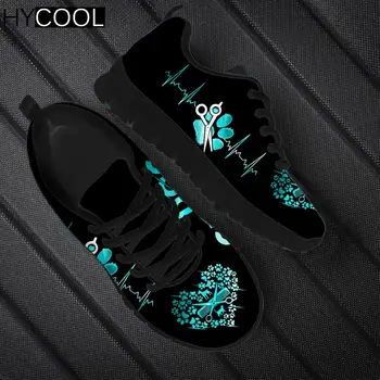HYCOOL Kadın Ayakkabı Köpek Damat Kalp Atışı 3D Baskı Flats Hava Mesh spor ayakkabılar Hafif koşu ayakkabıları Tenis Feminino